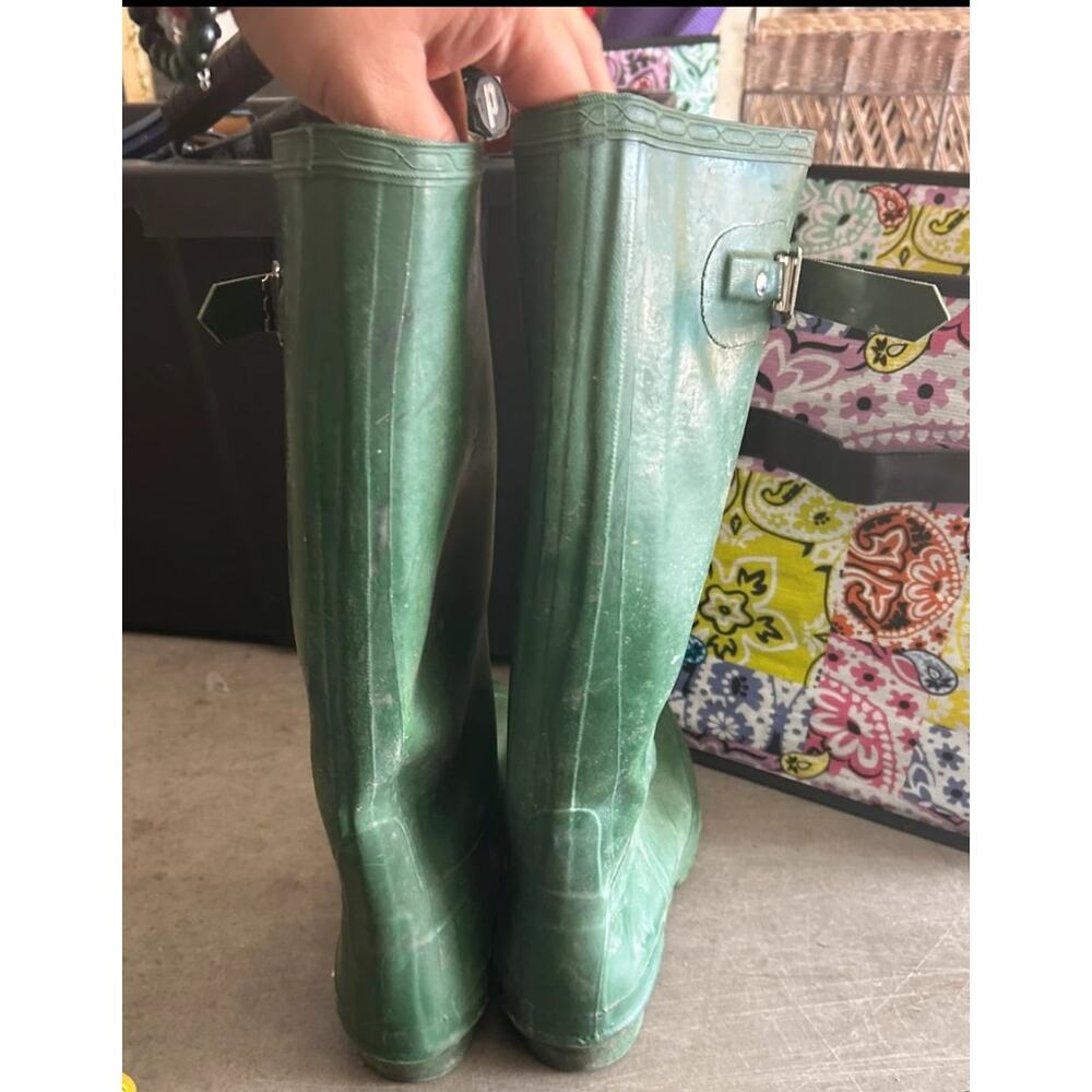 Hunter Vtg Original Tall Rain Boots Green Rubber Wellies Sz 11 Made in Scotland - Picture 11 of 12